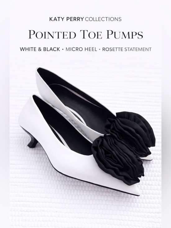 Katy Perry Collections Shoes - Katy Perry White Pointed Toe Pumps Micro Heel Rosette Statement 7